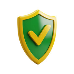 Security Shield with Checkmark 3D Icon