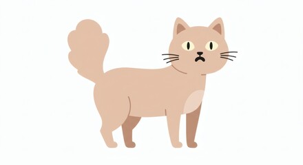 Surprised Fluffy Cat Cute Cartoon Pet Illustration.