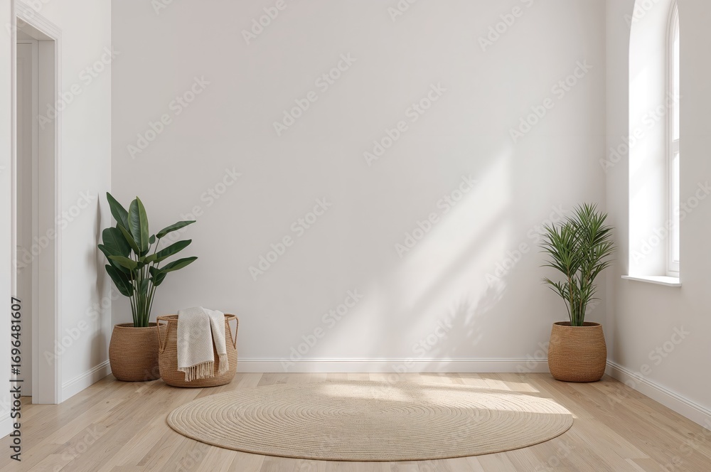 Poster 3d visualization of a boho-style room setting