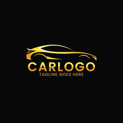 Fototapeta premium Elegant Golden Car Logo with Tagline on Black