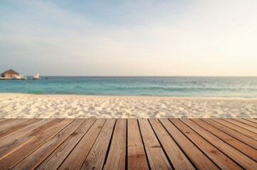 Fototapeta premium A remote tropical isle constructed from wooden boards