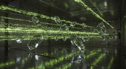Holographic Data Crystals - Futuristic Server Room AI-Generated for Tech Presentations, Sci-Fi Films