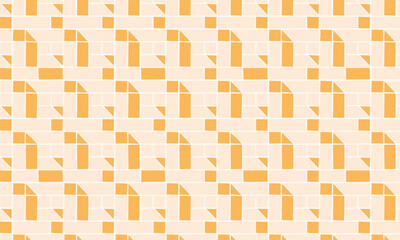 Seamless geometric pattern with a 3D optical illusion, Modern architectural background with abstract folded shapes and grid lines in a monochromatic orange palette