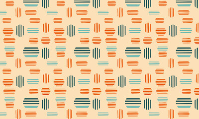 Abstract seamless pattern with watercolor textured shapes, Hand-painted bohemian background with gouache brush strokes in terracotta, orange, and teal