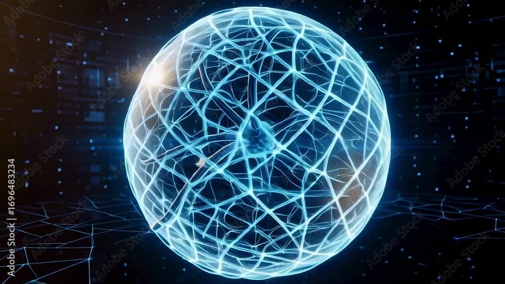 Poster abstract technology sphere animation background futuristic digital network globe 3d design 100