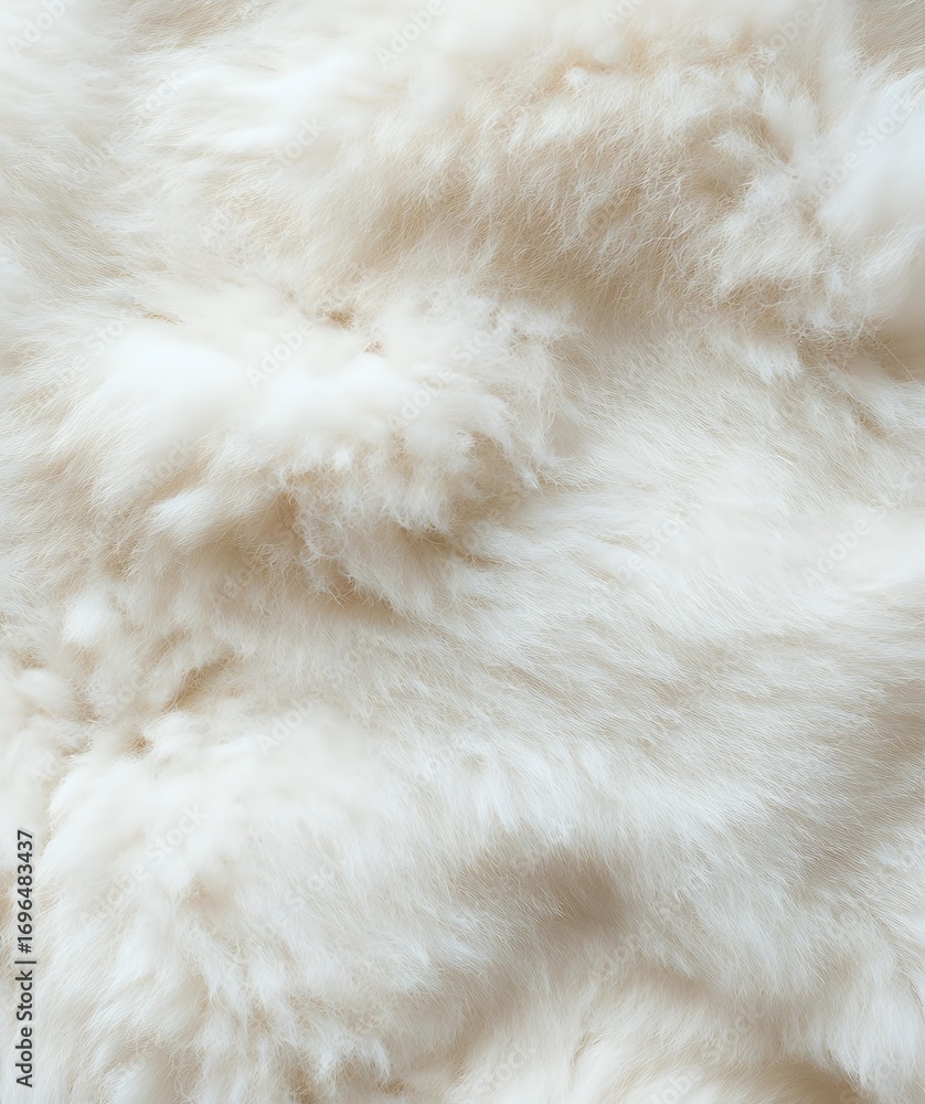 Poster luxurious cream white fluffy fur texture background with soft natural waves and shadows, creating co