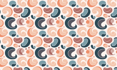 Abstract seamless pattern in Matisse inspired cut-out style, Playful contemporary background with hand-drawn organic blobs and shapes in vibrant orange, red, and blue