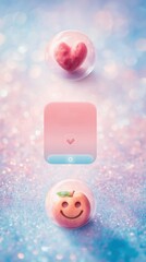 Obraz premium Colorful heart-shaped candies on a glittery background.