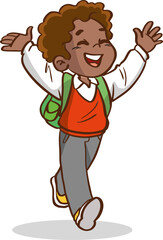 school children happily go to school.