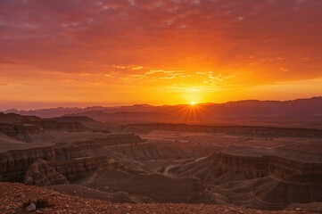 Naklejka premium Stunning sunset over desert horizons