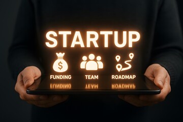 Digital illustration of startup concept. 