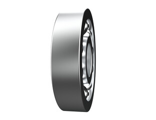 Advanced Automotive Ball Bearing: Shiny Chrome, 3D Render. Vital Mechanical Component for Power,...