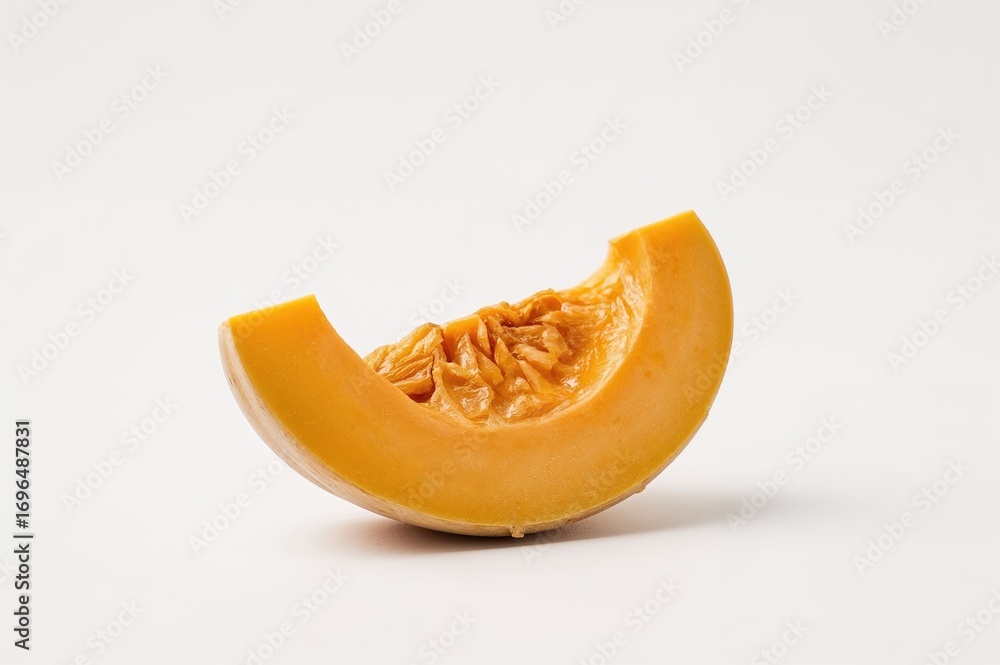 Poster Half of a butternut squash isolated against a white backdrop with clipping path and complete focus
