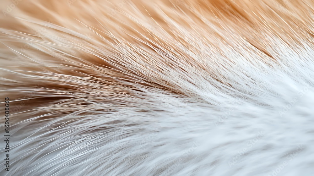 Poster close up macro shot of soft animal fur texture showing detailed white and beige strands creating nat