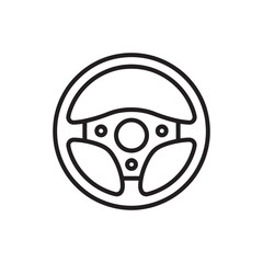 Sleek Black and White Line Art Depiction of a Modern Steering Wheel Design for Automotive or Gaming Applications
