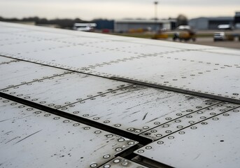 Weathered Rivets on Aircraft Wing Section