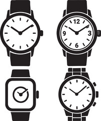 set of different clocks or watches vector