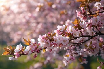 Springtime apple branches in full bloom