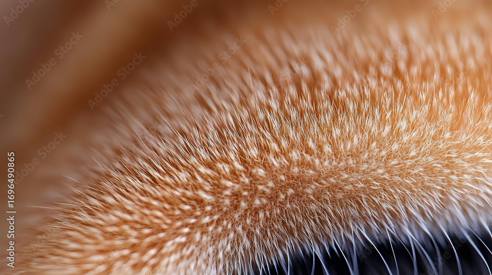 Poster extreme macro close up of ginger cat fur showing individual orange and white hairs in soft focus cre