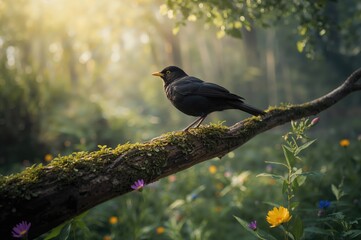 Obraz premium Common Blackbird, Turdus merula species