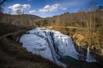 Stunning icy waterfall photographed in a nature reserve
