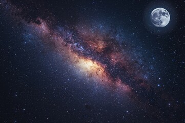 Obraz premium Star-filled night sky with a cosmic galaxy backdrop