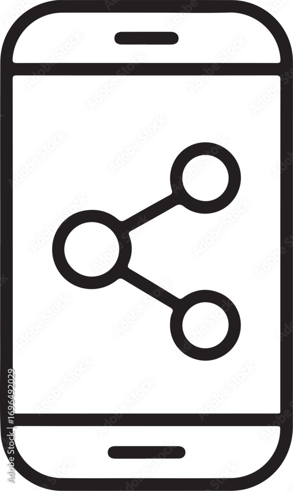 Poster smartphone screen displays a simple outline icon representing sharing or connection