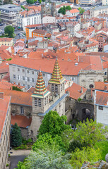 Aerial view over the Grand Seminaire church in Le Puy-en-Velay, France