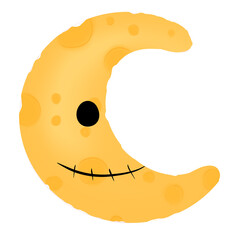 halloween spooky moon face illustration