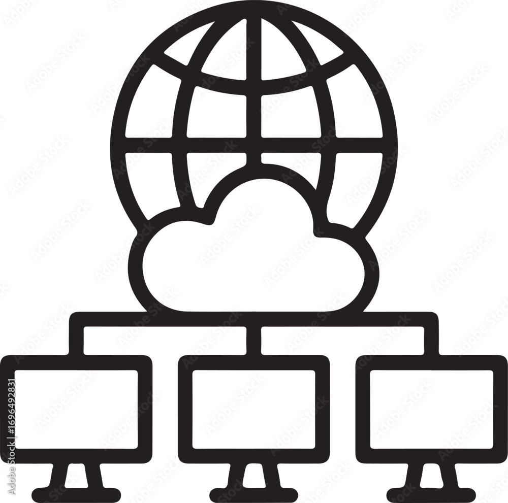 Poster Global network connection with cloud computing and multiple computers