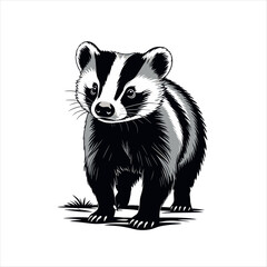 Obraz premium Vector art of black and white badger illustration