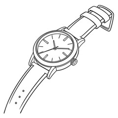 Simple outline icon of a classic wristwatch with a thin leather strap