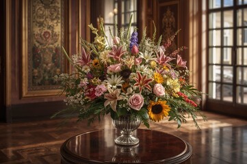 Fototapeta premium Gorgeous floral arrangement enhancing the room decor