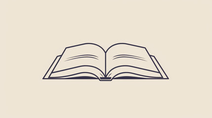 International Literacy Day open book icon, minimal line art, isolated on cream background