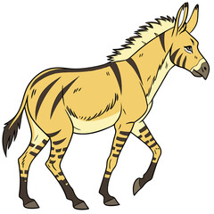 Fototapeta premium Cartoon illustration of a zebralike creature with yellow fur and black stripes