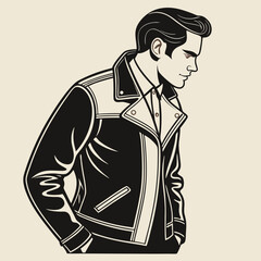 Stylish leather jacket icon for fashion and apparel design