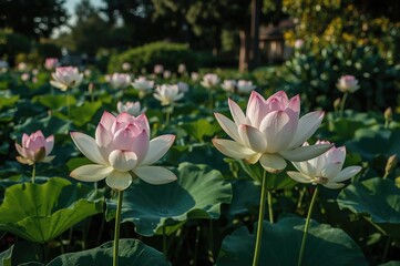 Obraz premium Gorgeous flowers in full bloom, terry lilies