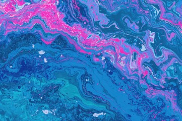 Contemporary fluid art with swirling blue and pink marble patterns, trendy fashion print and decorative wall piece