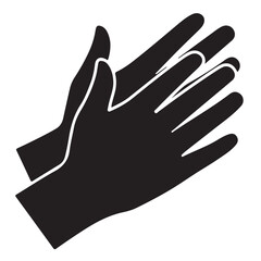 Black Silhouette Clapping Hands Gesture with White Outline