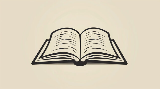minimal book icon, international literacy celebration, elegant line drawing, isolated vector on cream, modern flat design for educational campaign graphics