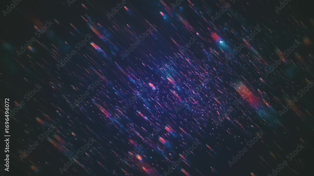 Poster meteor trail of light particles background/ animation of an abstract background with colorful lights