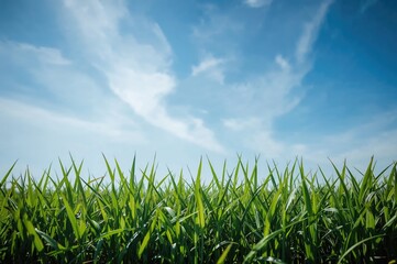 Obraz premium Sunny day with a natural green grass backdrop