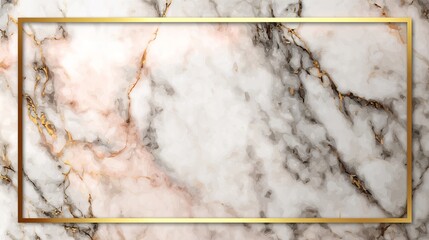 Elegant Marble Background with Golden Frame, Luxurious Design for Various Applications