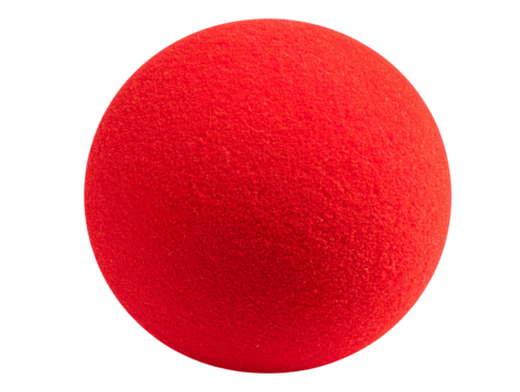 Classic Round Red Foam Clown Nose with Soft Highlight, Front View, Transparent PNG