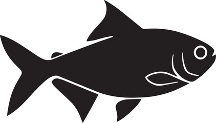Fototapeta premium Elegant Black Fish Silhouette Graphic Design Simple Aquatic Life Illustration Perfect for Underwater Themed Projects and Logo Designs
