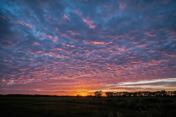 Gorgeous twilight with varied hues from the descending sun