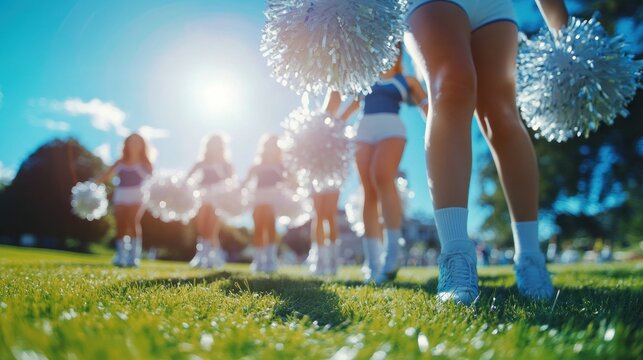 Cheerleaders performing outdoors