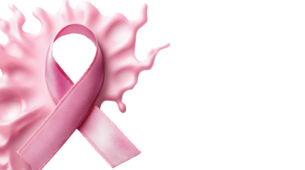 Pink Ribbon Breast Cancer Awareness Symbol with Paint Splash on transparent background