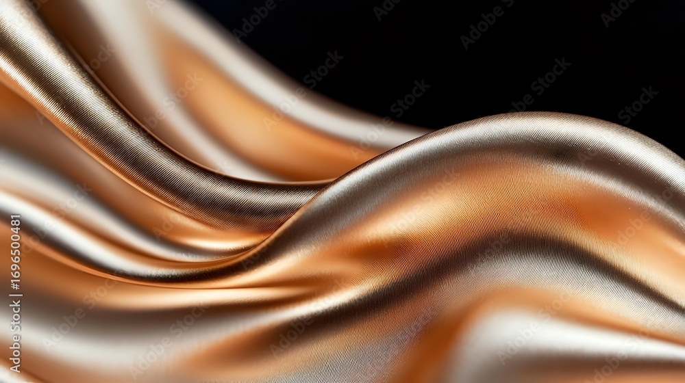 Aufkleber luxurious smooth waves of metallic copper and silver silk fabric create elegant flowing curves and a