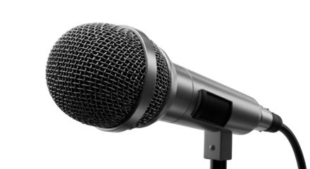 Professional Silver Microphone on Black Background